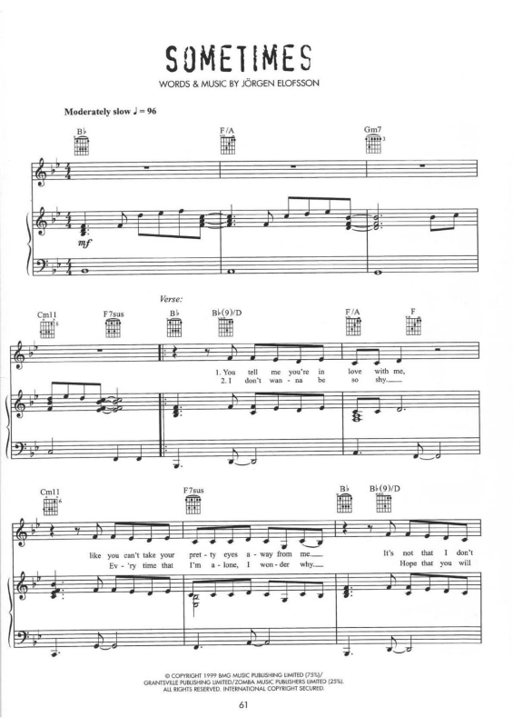 Partitura da música Sometimes v.3