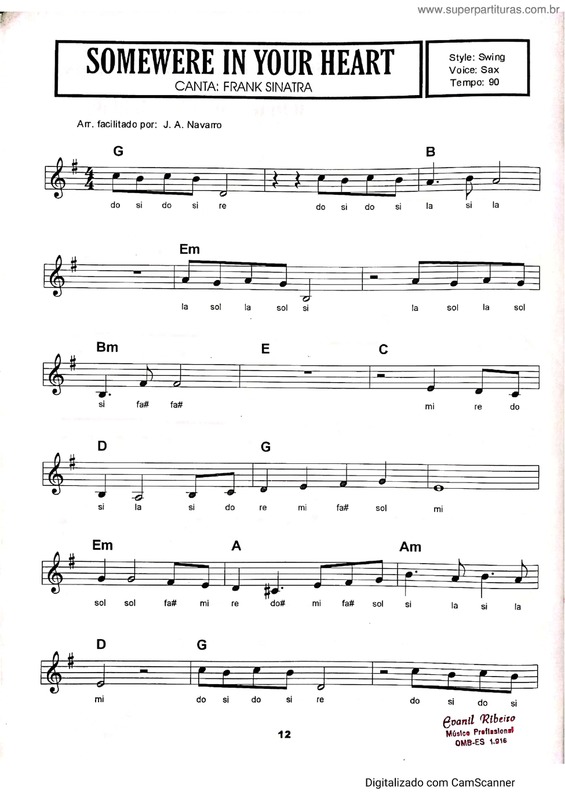 Partitura da música Somewere In Your Heart