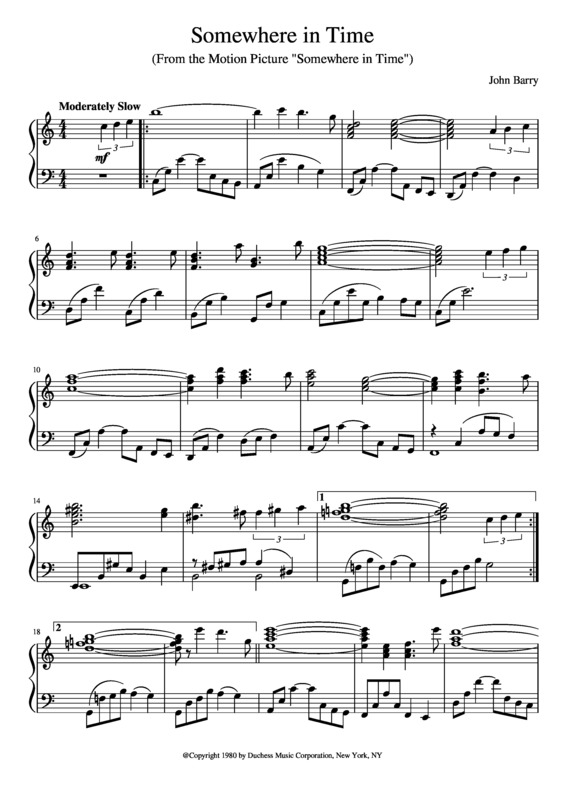 Partitura da música Somewhere in Time v.3