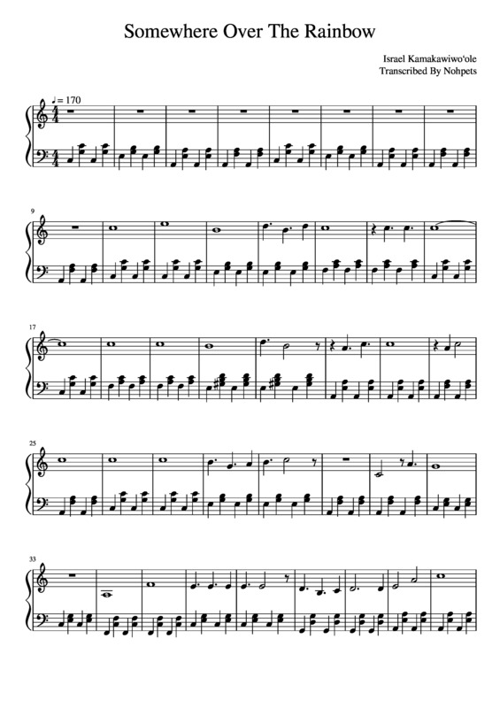 Partitura da música Somewhere Over The Rainbow v.3