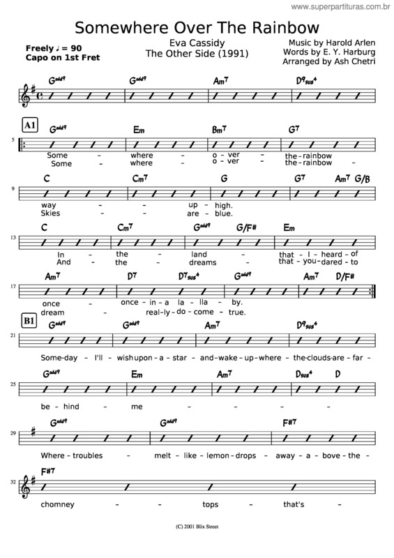 Partitura da música Somewhere Over The Rainbow v.6
