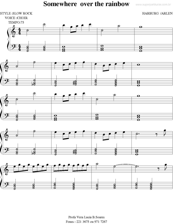 Partitura da música Somewhere Over the Rainbow