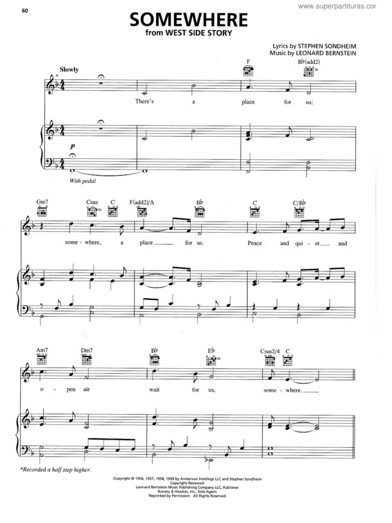 Partitura da música Somewhere v.2