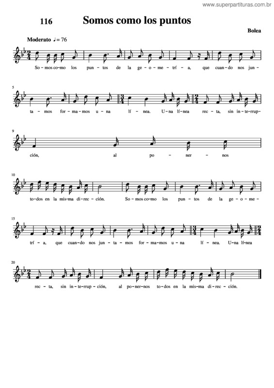 Partitura da música Somos Como Los Puntos