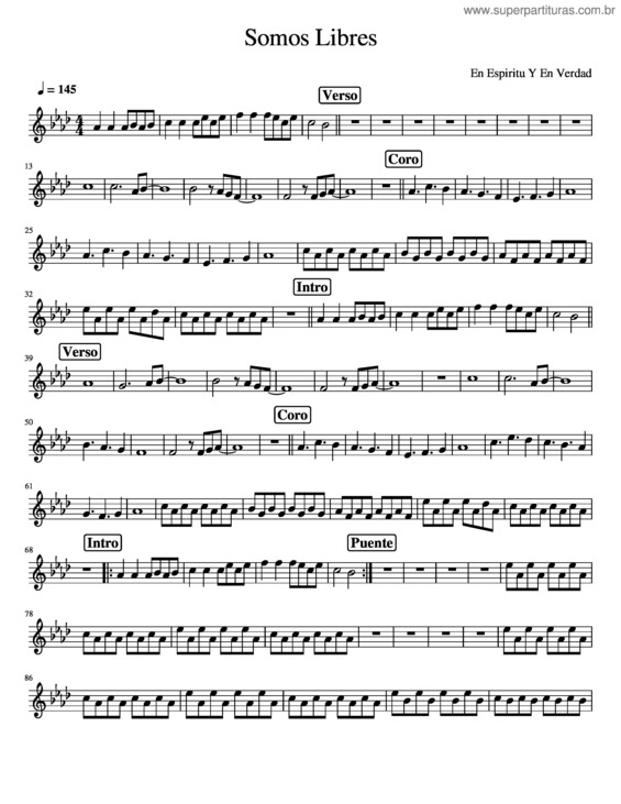 Partitura da música Somos Libres
