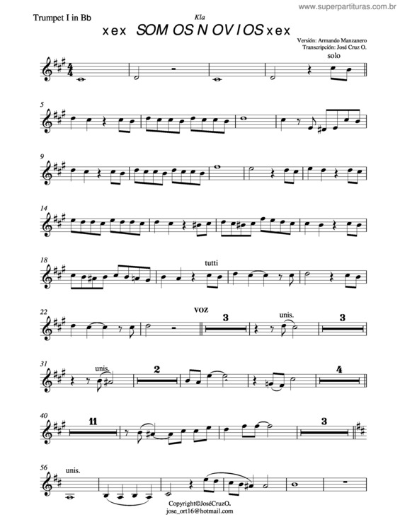 Partitura da música Somos Novios