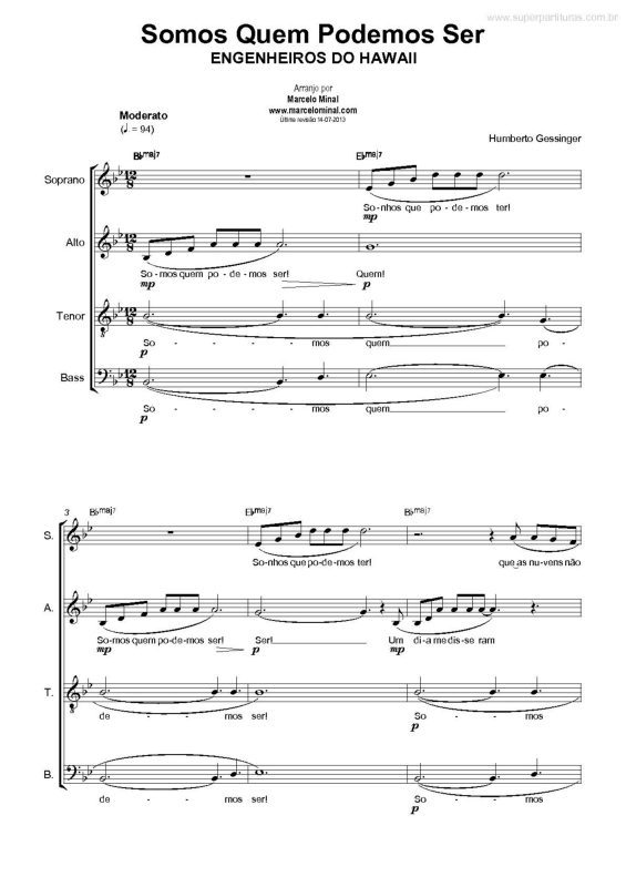 Partitura da música Somos Quem Podemos Ser v.2