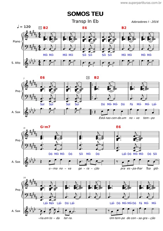 Partitura da música Somos Teus
