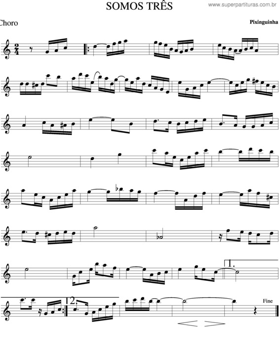 Partitura da música Somos Três