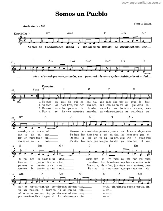 Partitura da música Somos Un Pueblo