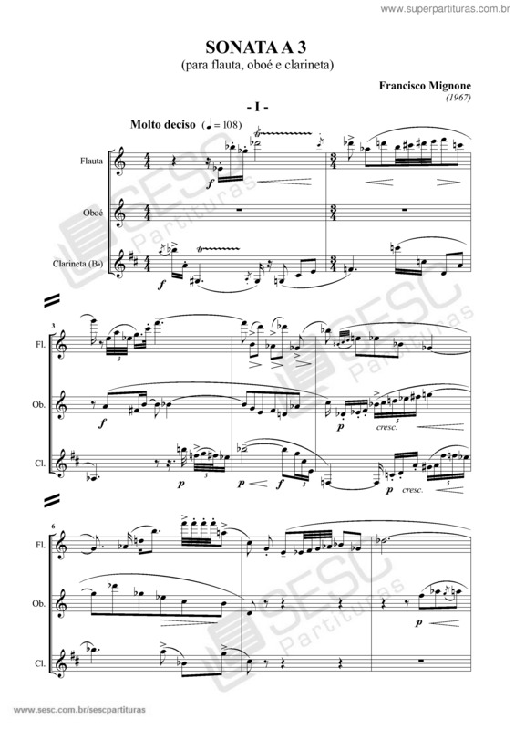 Partitura da música Sonata a 3