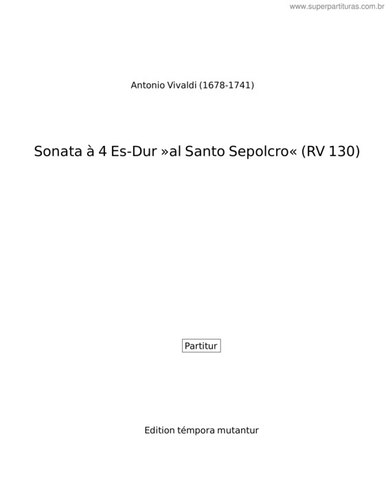 Partitura da música Sonata À 4 Es–Dur Al Santo Sepolcro – Antonio Vivaldi