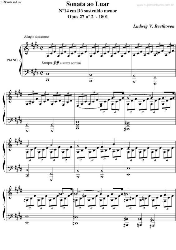 Partitura da música Sonata Ao Luar v.2