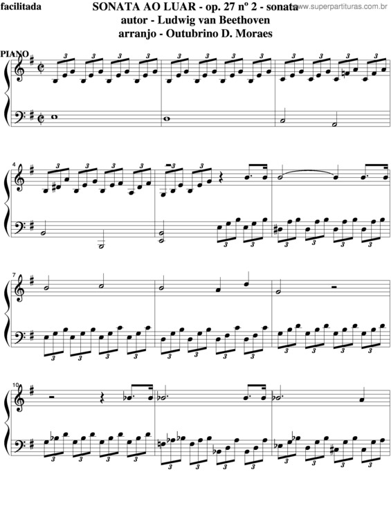 Partitura da música Sonata Ao Luar v.3