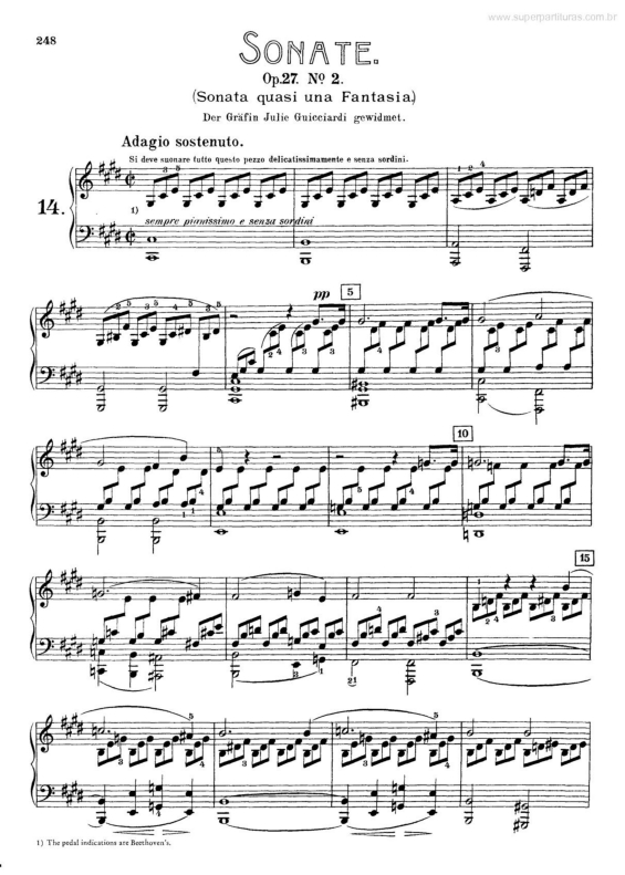 Partitura da música Sonata Ao Luar