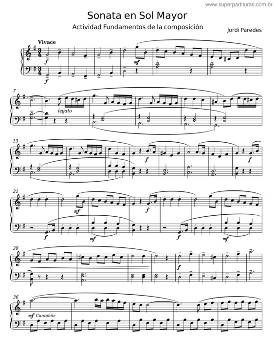 Partitura da música Sonata En Sol Mayor – Jordi Paredes