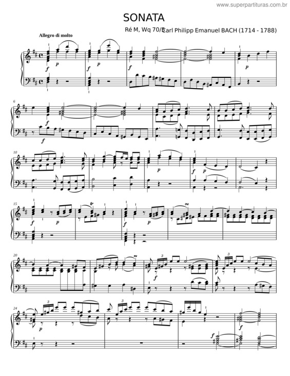 Partitura da música Sonata Flauto Doce – Carl Philipp Emanuel Bach