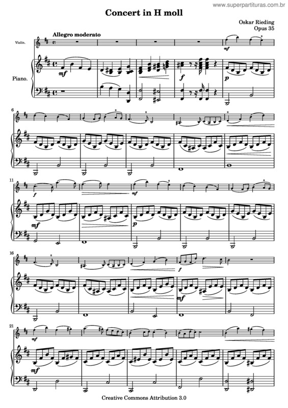 Partitura da música Sonata for Violin and Clavier No. 4