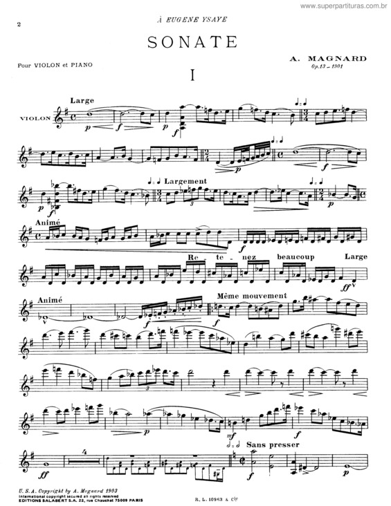 Partitura da música Sonata for Violin and Piano