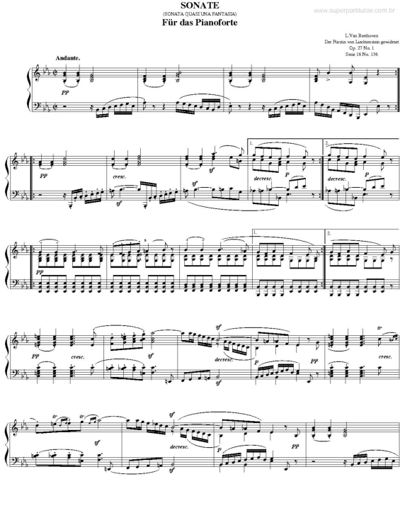 Partitura da música Sonata Für Das Pianoforte (Sonata Quasi Una Fantasia)