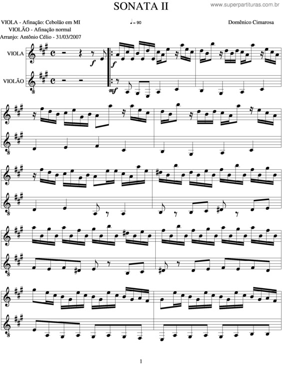 Partitura da música Sonata II