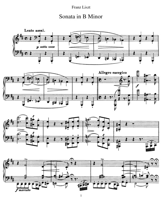 Partitura da música Sonata in B minor