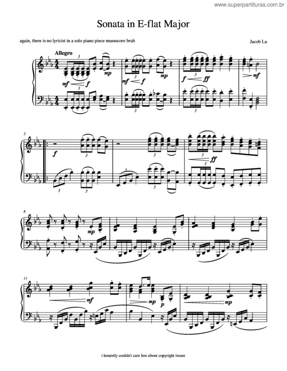 Partitura da música Sonata In E–Flat Major – Jacob Lu