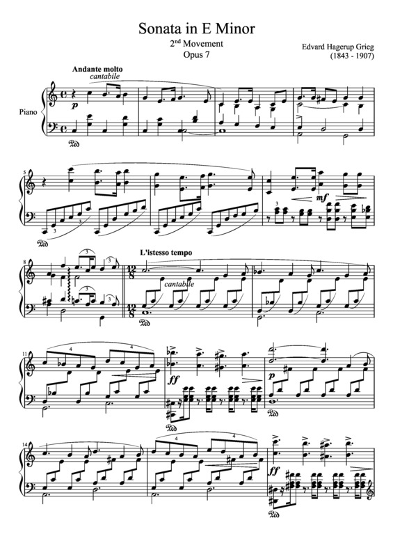Partitura da música Sonata in E Minor Opus 7 2nd Movement
