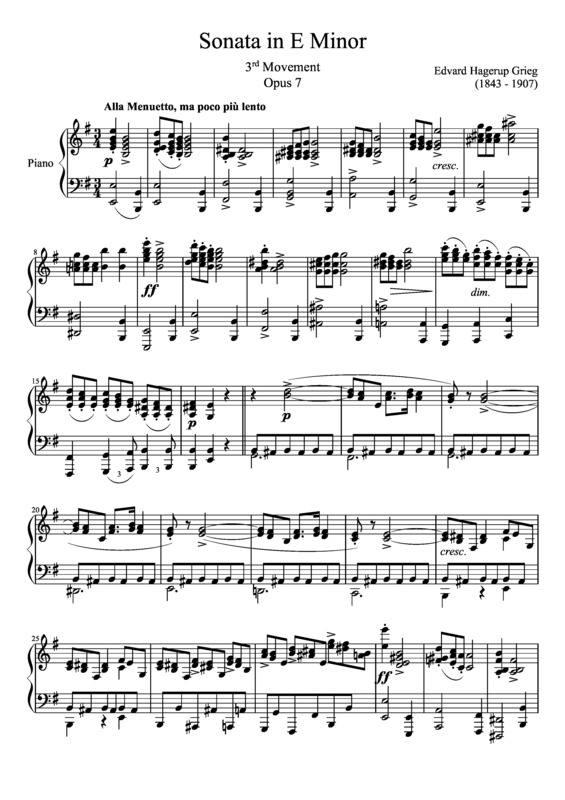 Partitura da música Sonata in E Minor Opus 7 3rd Movement