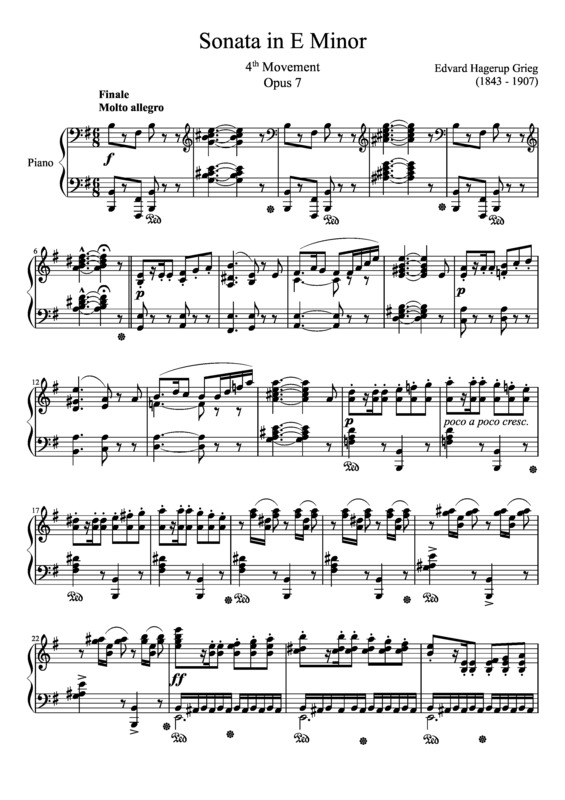 Partitura da música Sonata in E Minor Opus 7 4th Movement