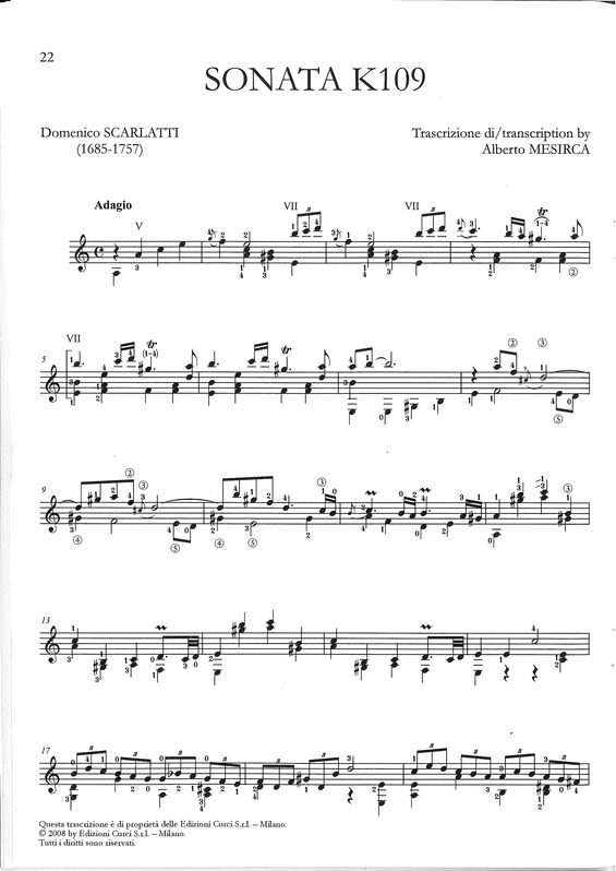 Partitura da música Sonata K109