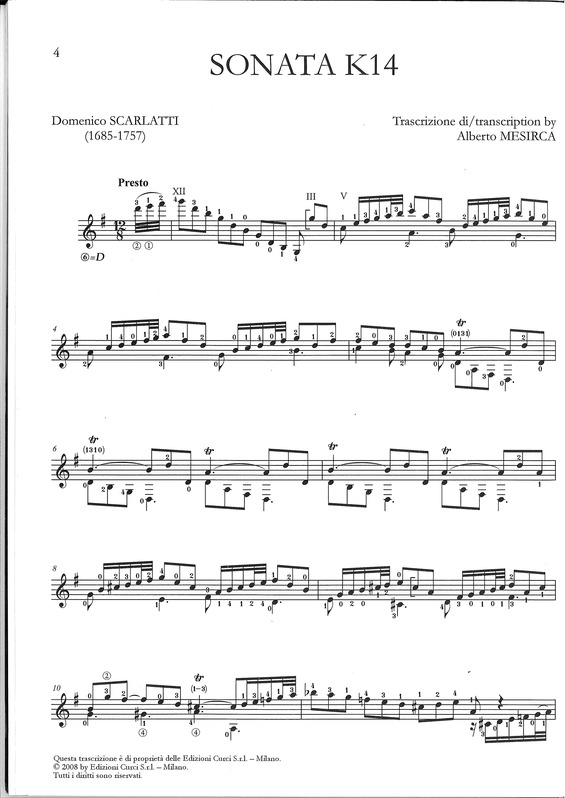 Partitura da música Sonata K14