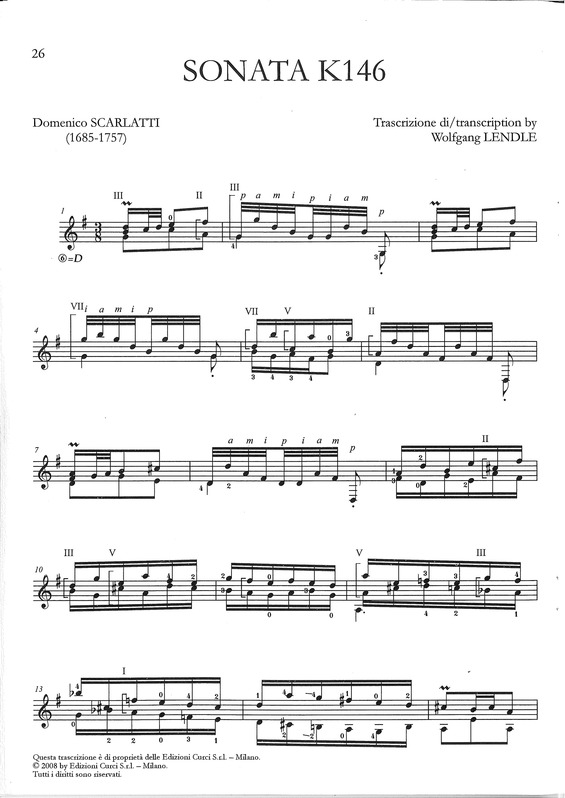Partitura da música Sonata K146