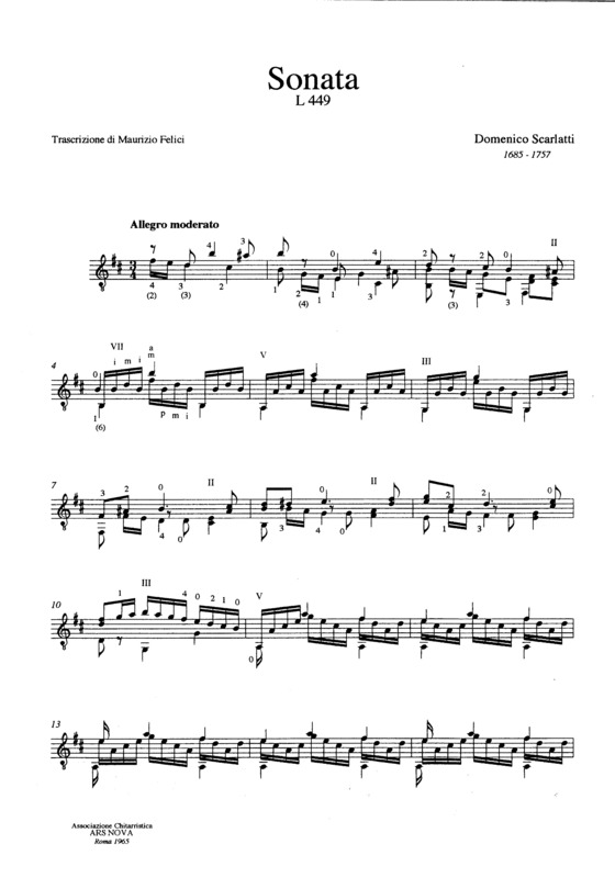 Partitura da música Sonata K27 L449