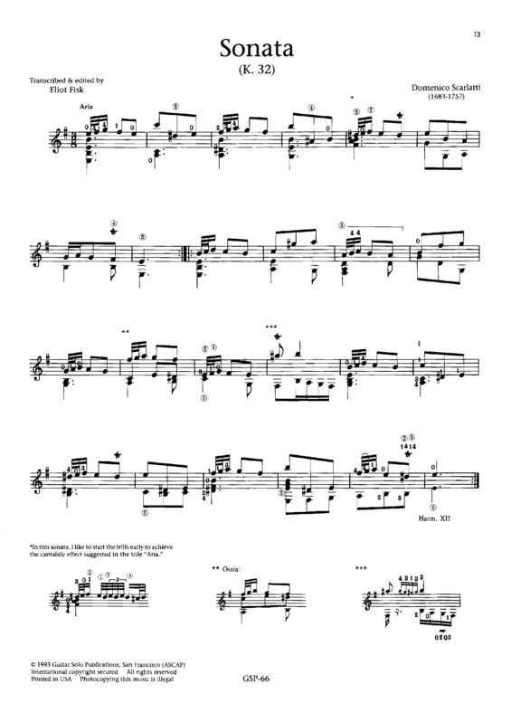 Partitura da música Sonata K32
