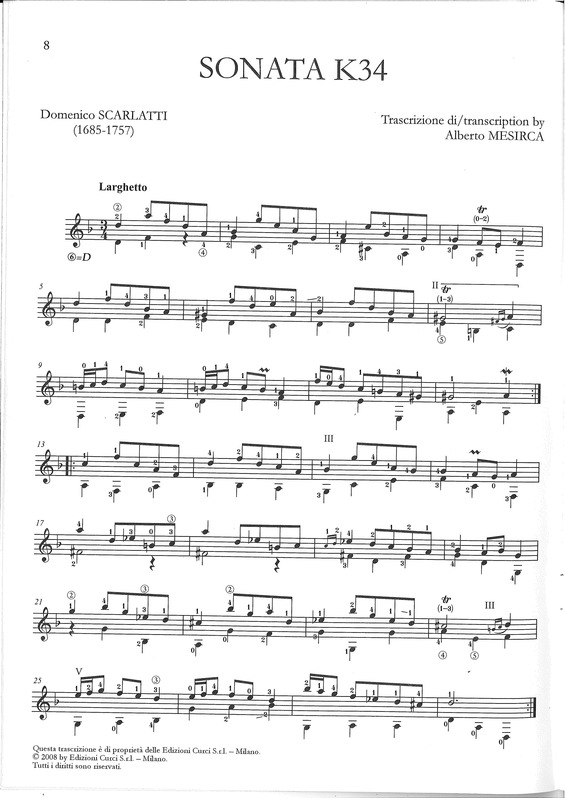 Partitura da música Sonata K34
