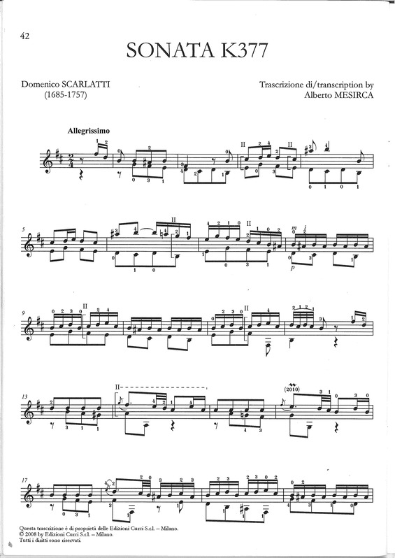 Partitura da música Sonata K377