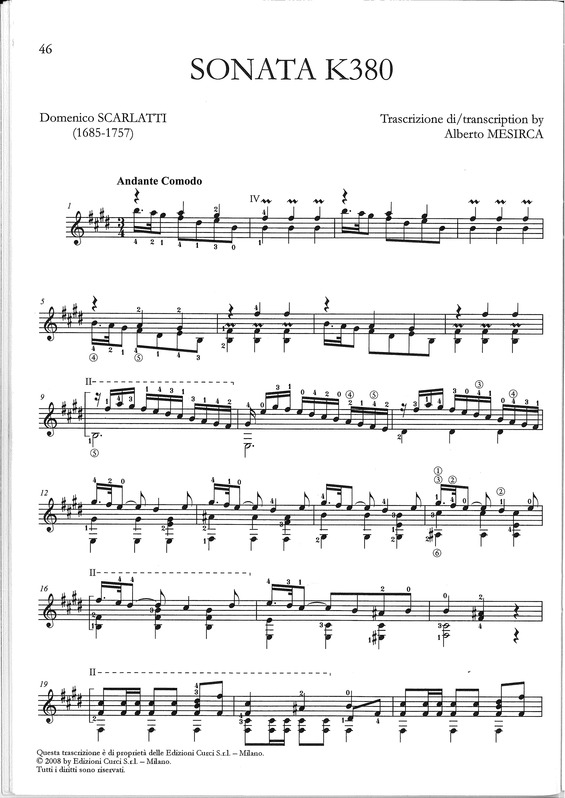 Partitura da música Sonata K380