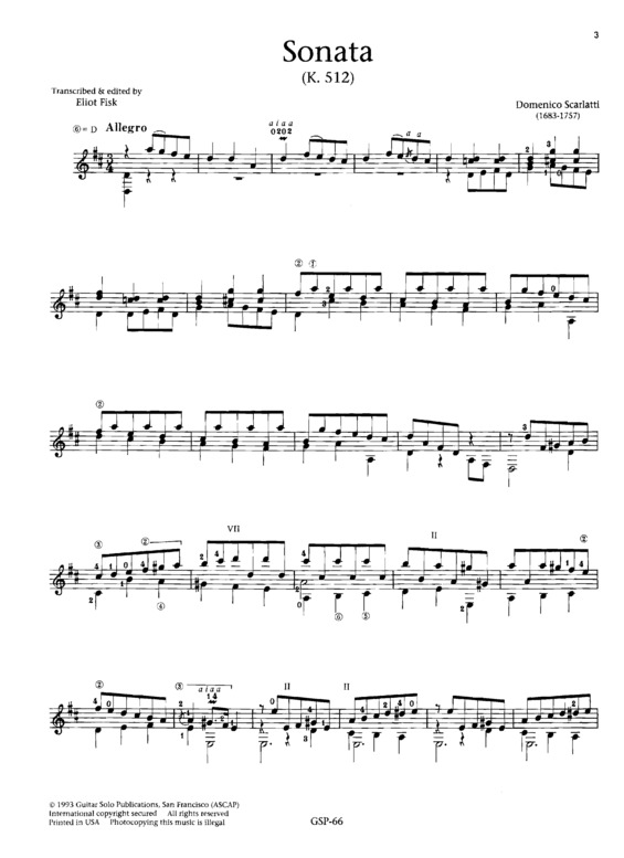 Partitura da música Sonata K512