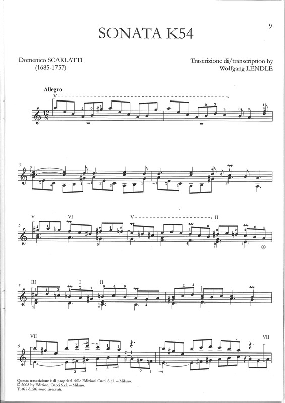 Partitura da música Sonata K54
