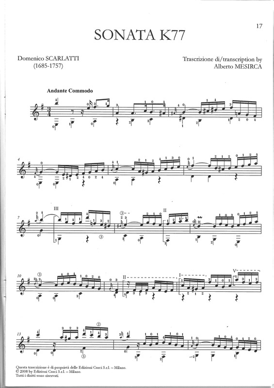 Partitura da música Sonata K77