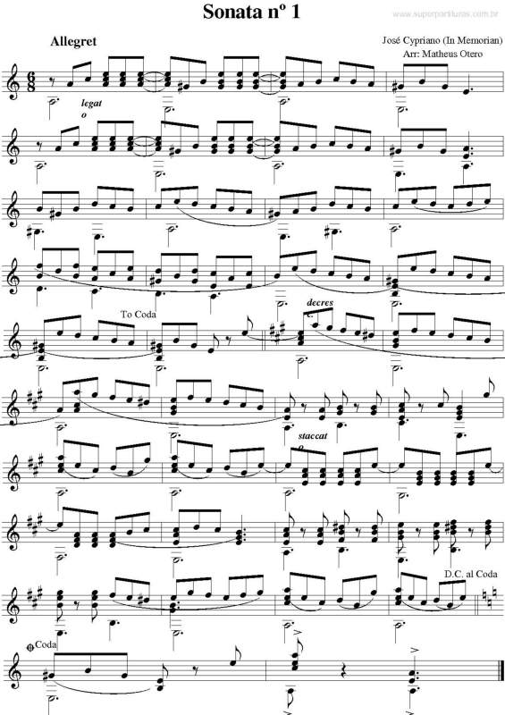 Partitura da música Sonata n. 1