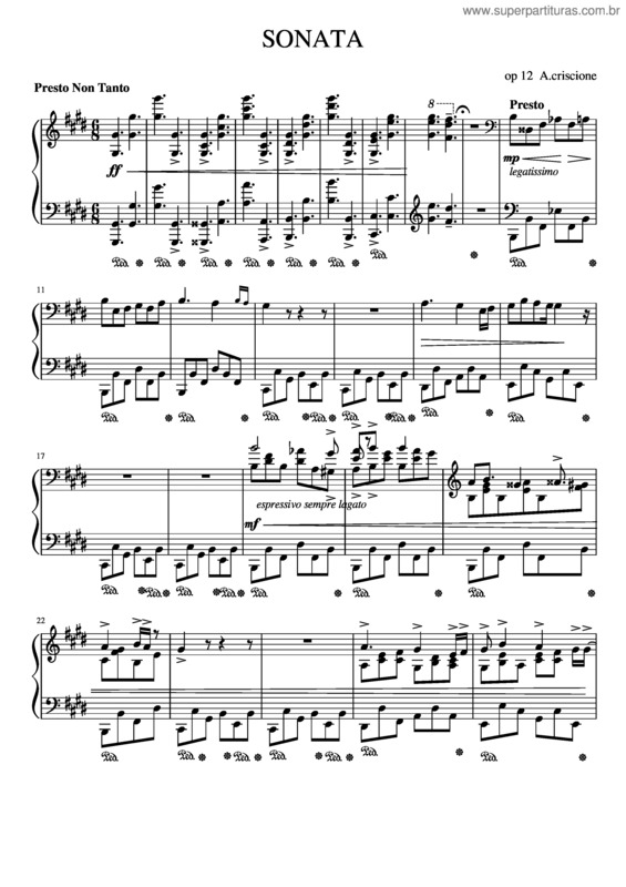 Partitura da música Sonata N 1,Op 12, 1St Movement