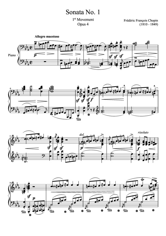 Partitura da música Sonata No. 1 1st Movement