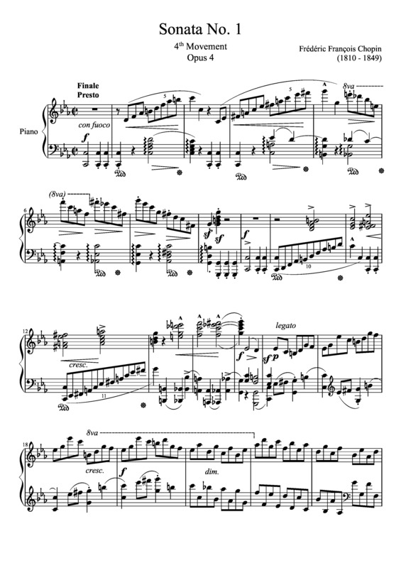 Partitura da música Sonata No. 1 4th Movement