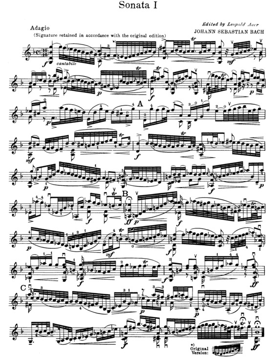 Partitura da música Sonata No. 1 in E minor BWV1001