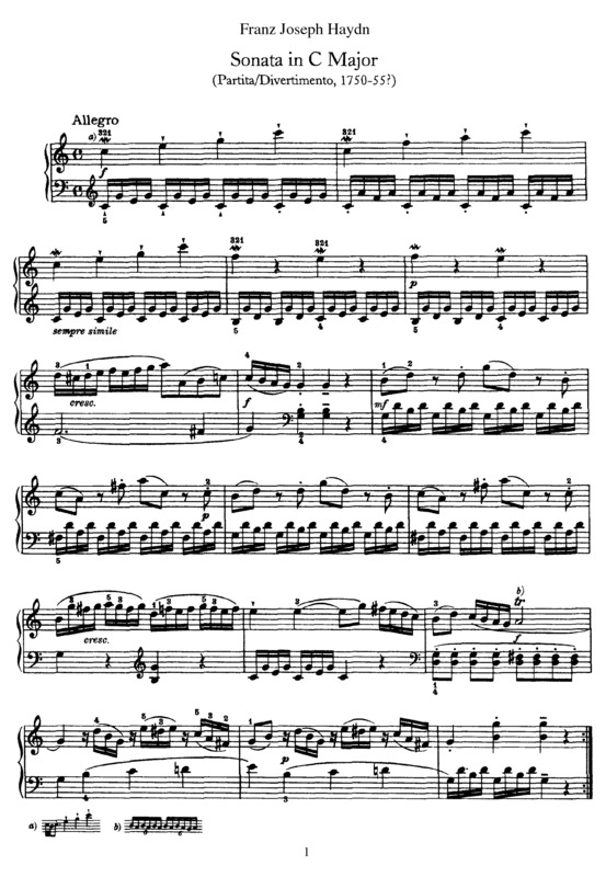 Partitura da música Sonata No. 1