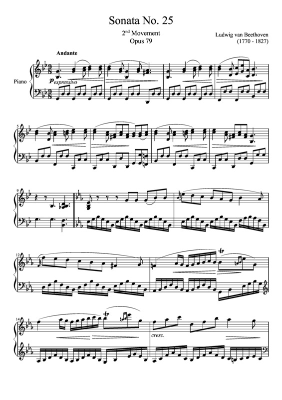 Partitura da música Sonata No. 25 2nd Movement