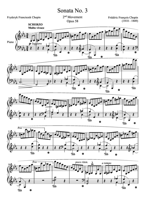 Partitura da música Sonata No. 3 2nd Movement