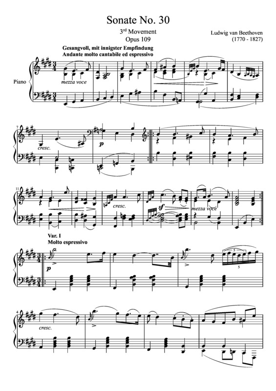 Partitura da música Sonata No. 30 3rd Movement